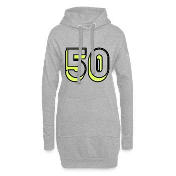50 ANS. 50e ANNIVERSAIRE. ANNIVERSAIRE 50 ANS. 50 - Sweat-shirt à capuche long Femme - gris chiné - Devant