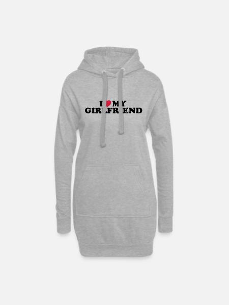 I love my girlfriend - Hoodie-Kleid - Grau meliert
