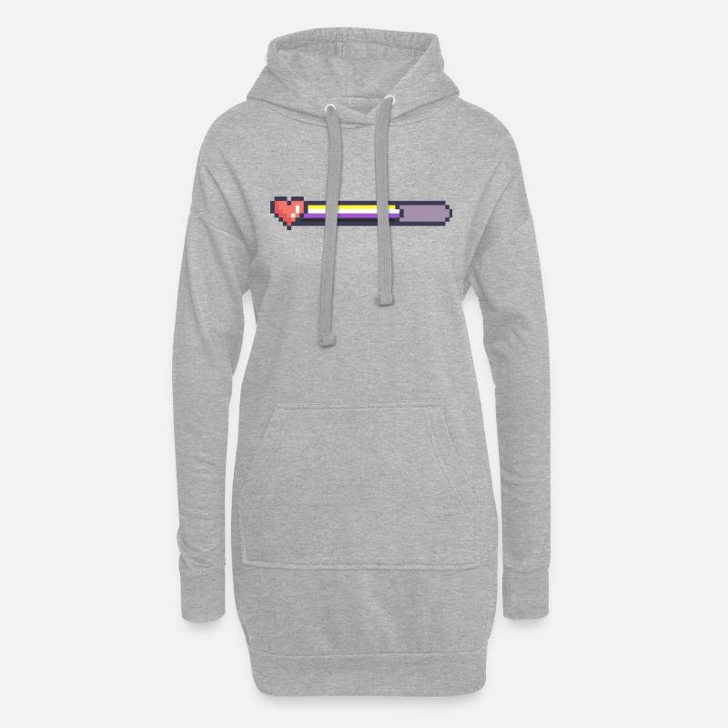Non binary loading bar - Hoodie Dress - heather grey