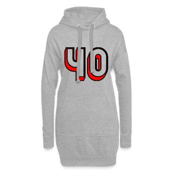40. 40 ANS. 40e ANNIVERSAIRE. ANNIVERSAIRE 40 ANS. - Sweat-shirt à capuche long Femme - gris chiné - Devant