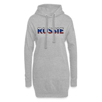 Drapeau russie - Sweat-shirt à capuche long Femme - gris chiné - Devant