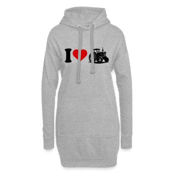 I love Herz Traktor - Hoodie-Kleid - Grau meliert - Vorne