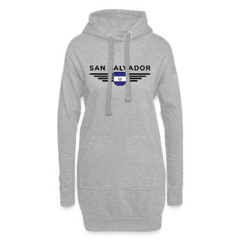 Conception du t-shirt San Salvador - Sweat-shirt à capuche long Femme - gris chiné - Devant