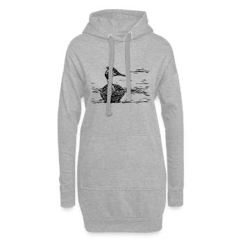 Vintage Haubentaucher schwimmend auf Fluss - Hoodie-Kleid - Grau meliert - Vorne