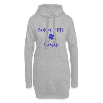 FÊTE DES MÈRES. BONNE FÊTE MAMAN. MAMAN. FÊTE - Sweat-shirt à capuche long Femme - gris chiné - Devant