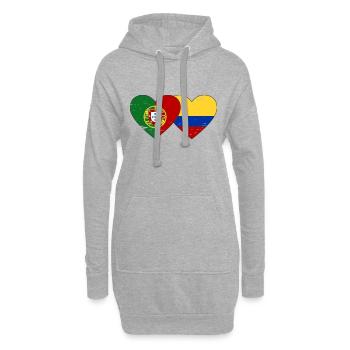 Portugal Colombie Drapeau Coeur Utilisé - Sweat-shirt à capuche long Femme - gris chiné - Devant