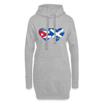 Cuba Ecosse Drapeau Coeur Utilisé - Sweat-shirt à capuche long Femme - gris chiné - Devant