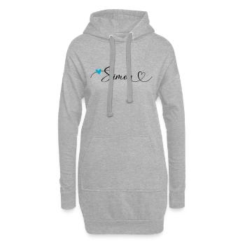 Simon Nom Prénom Calligraphie coeur - Sweat-shirt à capuche long Femme - gris chiné - Devant