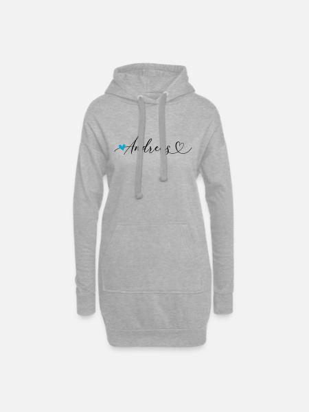 Andreas Name Vorname Kalligrafieherz - Hoodie-Kleid - Grau meliert