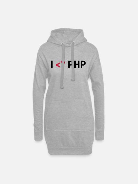 I love PHP - Hoodie-Kleid - Grau meliert