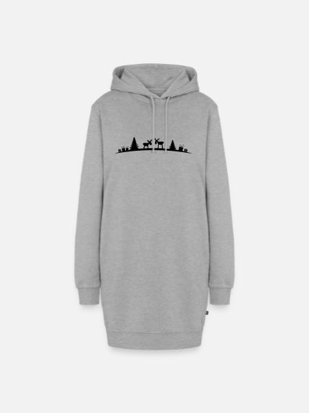 Elche im Wald - Hoodie-Kleid - Grau meliert