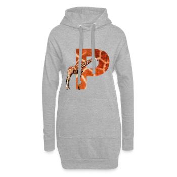 girafe p - Sweat-shirt à capuche long Femme - gris chiné - Devant