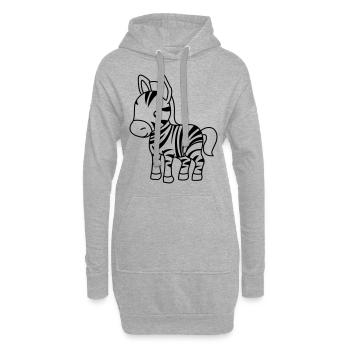 Zebra Comic Tier - Hoodie-Kleid - Grau meliert - Vorne