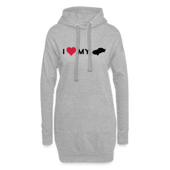 I love my car - Sweat-shirt à capuche long Femme - gris chiné - Devant