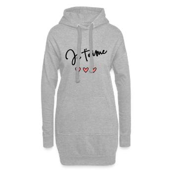 JE T'AIME. I LOVE YOU. AMOUR. LOVE. CŒUR. EVJF - Sweat-shirt à capuche long Femme - gris chiné - Devant