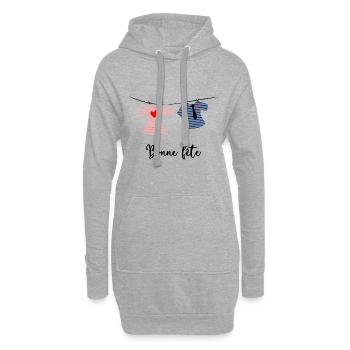 BONNE FÊTE. FÊTE DES MÈRES. FÊTE DES PÈRES. FÊTE - Sweat-shirt à capuche long Femme - gris chiné - Devant