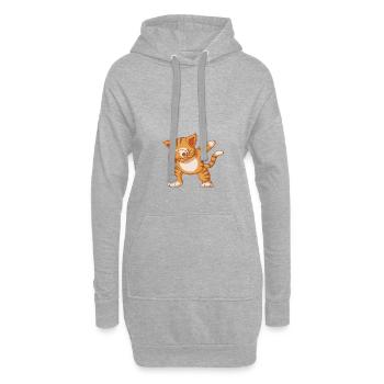 chat - Sweat-shirt à capuche long Femme - gris chiné - Devant