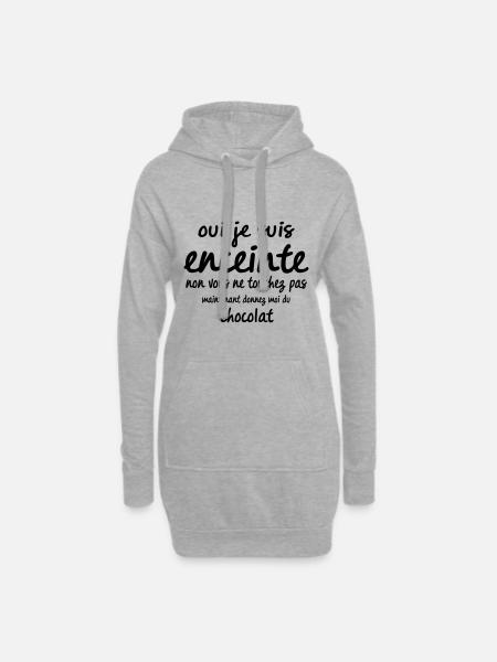 oui je suis enceinte - Sweat-shirt à capuche long Femme - gris chiné