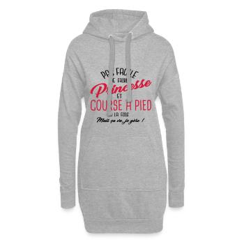 Princesse et course à pied - Sweat-shirt à capuche long Femme - gris chiné - Devant