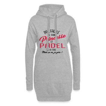 Princesse et padel - Sweat-shirt à capuche long Femme - gris chiné - Devant