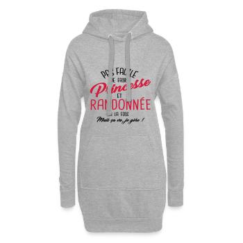 Princesse et randonnée - Sweat-shirt à capuche long Femme - gris chiné - Devant