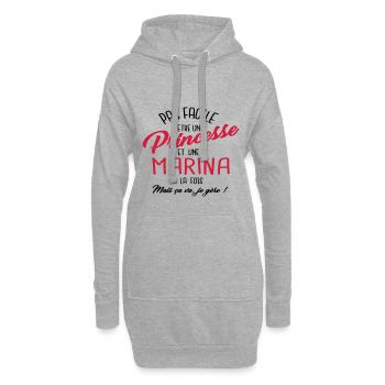 Princesse et Marina - Sweat-shirt à capuche long Femme - gris chiné - Devant