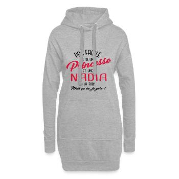 Princesse et Nadia - Sweat-shirt à capuche long Femme - gris chiné - Devant