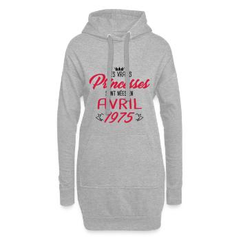 Princesses nées en avril 1975 - Sweat-shirt à capuche long Femme - gris chiné - Devant
