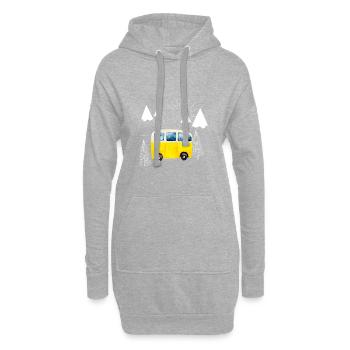 Le bus de camping jaune dans les montagnes - Sweat-shirt à capuche long Femme - gris chiné - Devant