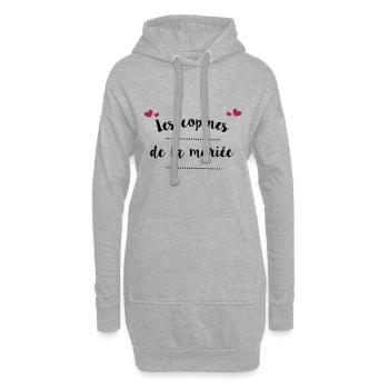 Les copines de la mariée - Sweat-shirt à capuche long Femme - gris chiné - Devant
