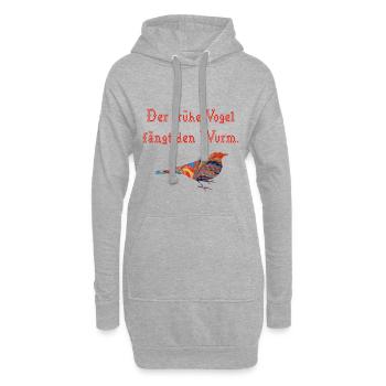 der fruehe vogel faengt den wurm e 58 - Hoodie-Kleid - Grau meliert - Vorne