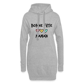 BONNE FÊTE MAMAN. MAMAN. FÊTE DES MÈRES. FÊTE - Sweat-shirt à capuche long Femme - gris chiné - Devant