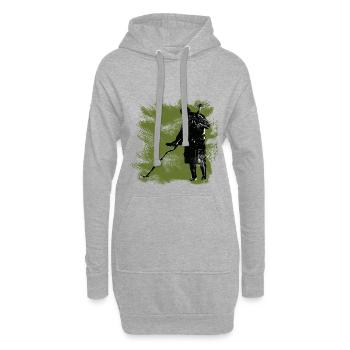 Ein Schatzsucher mit dem Metalldetektor und Spaten - Hoodie-Kleid - Grau meliert - Vorne