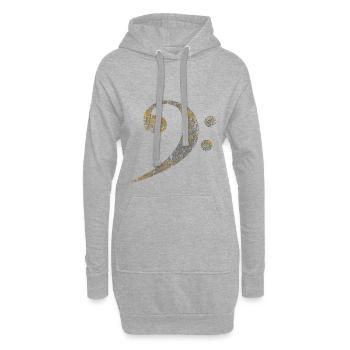 Clé basse, Bass Clef distressed - Sweat-shirt à capuche long Femme - gris chiné - Devant