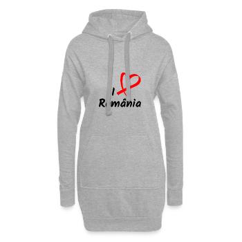 J'aime la Roumanie J'aime le coeur de Roumanie - Sweat-shirt à capuche long Femme - gris chiné - Devant