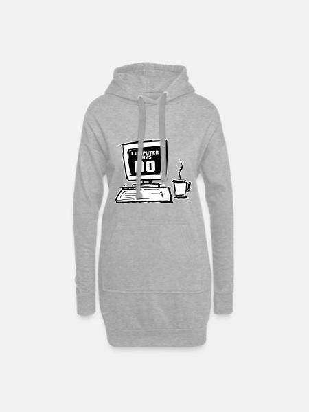 Computer says "NO" - Hoodie Dress - heather grey