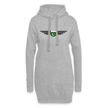 Pakistan Design – Fier de sa patrie - Sweat-shirt à capuche long Femme - gris chiné - Devant