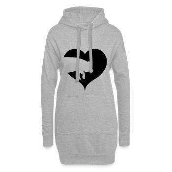 Coeur pour les cochons - Sweat-shirt à capuche long Femme - gris chiné - Devant