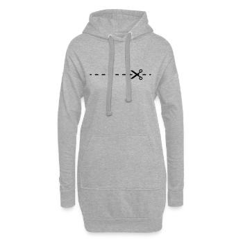hier_aufschneiden - ciseaux - cisaillement - Sweat-shirt à capuche long Femme - gris chiné - Devant