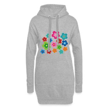 Hippie Blumen Flower Power Geschenk 70er Love - Hoodie-Kleid - Grau meliert - Vorne