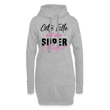 Cette fille est une super Collègue - Sweat-shirt à capuche long Femme - gris chiné - Devant