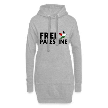 Free palestine - Sweat-shirt à capuche long Femme - gris chiné - Devant