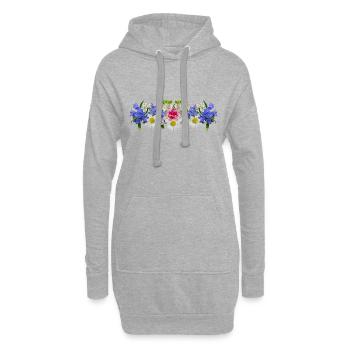 Blumen Blüten Frühling Dirndl florales Ornament - Hoodie-Kleid - Grau meliert - Vorne