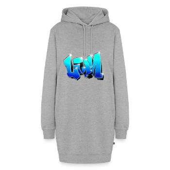 LIAM graffiti Blue - Hoodie Dress - heather grey - Front