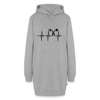 Haltérophile avec haltère lourd pendant la dynamophilie - Sweat-shirt à capuche long Femme - gris chiné - Devant