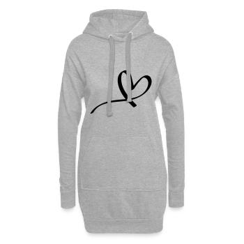 Doux coeur peint - Sweat-shirt à capuche long Femme - gris chiné - Devant
