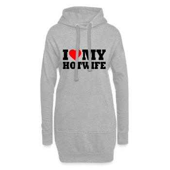 I love my hotwife - Hoodie-Kleid - Grau meliert - Vorne