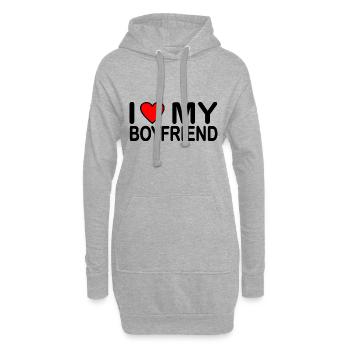 I love my boyfriend - Hoodie-Kleid - Grau meliert - Vorne