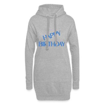 JOYEUX ANNIVERSAIRE. HAPPY BIRTHDAY. ANNIVERSAIRE. - Sweat-shirt à capuche long Femme - gris chiné - Devant