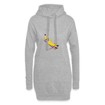 Banane dans une chaise pliante - Sweat-shirt à capuche long Femme - gris chiné - Devant